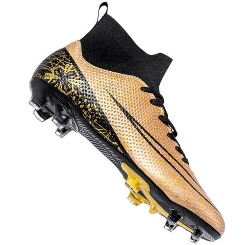 VBOUTV Soccer Cleats for Mens Professional HighTop Breathable Athletic Football Boots Turf Soccer Shoes Outdoor Indoor Futsal Football Training Sneakers
