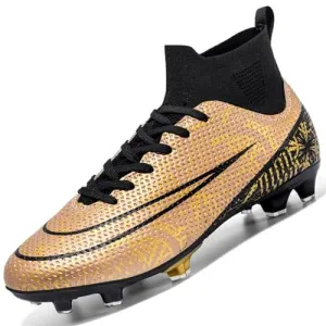 VBOUTV Soccer Cleats for Mens Professional HighTop Breathable Athletic Football Boots Turf Soccer Shoes Outdoor Indoor Futsal Football Training Sneakers