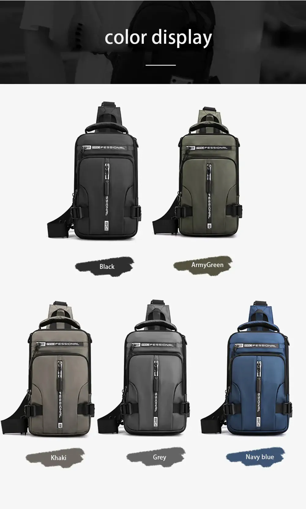 Waterproof Chest Bag with USB Charging Port