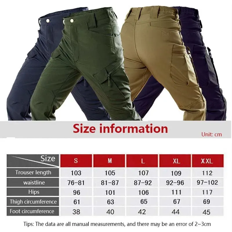 Winter outdoor fleece softshell pants, waterproof tactical pants, windproof and warm training pants, camping and hiking pants