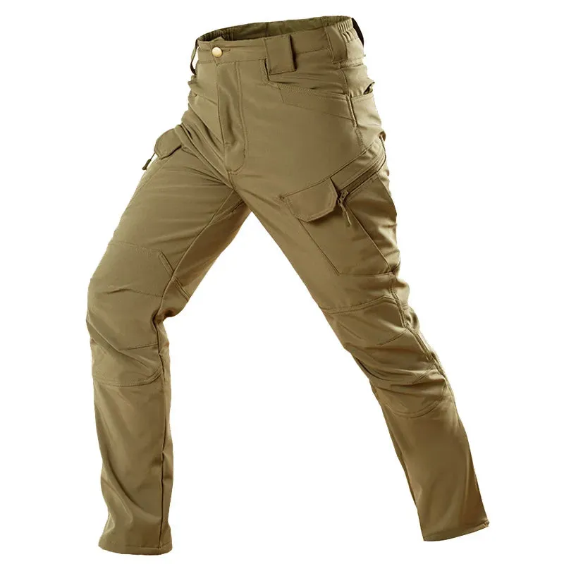 Winter outdoor fleece softshell pants, waterproof tactical pants, windproof and warm training pants, camping and hiking pants