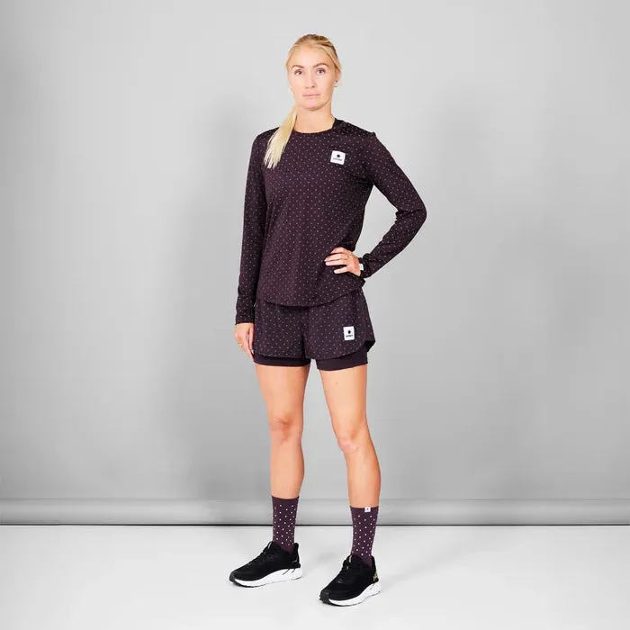 Women Polka Pace Long Sleeve | Reflective Purple