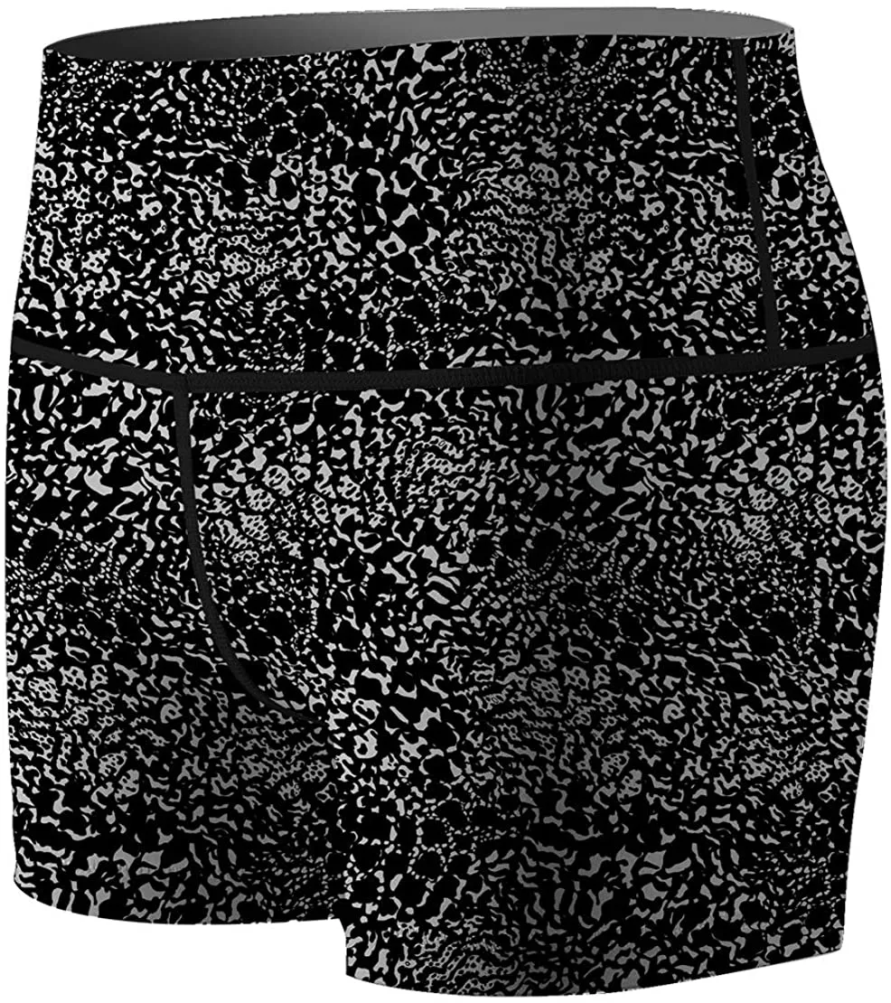 Women's Black leopard Grain Compression Shorts Fight Shorts