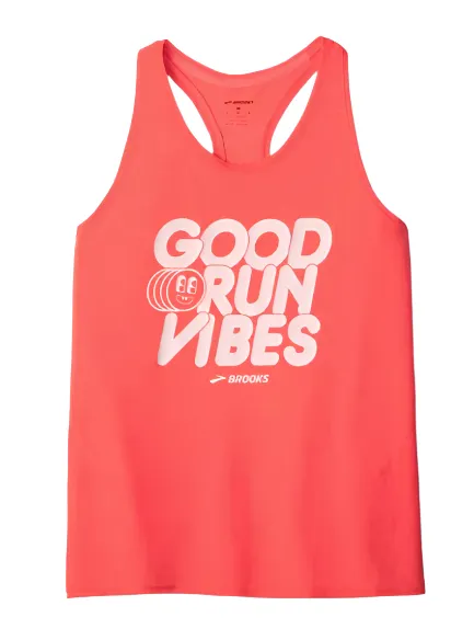 WOMEN'S BROOKS DISTANCE TANK 3.0 | NEO CAYENNE / GOOD RUN VIBES