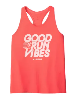 WOMEN'S BROOKS DISTANCE TANK 3.0 | NEO CAYENNE / GOOD RUN VIBES