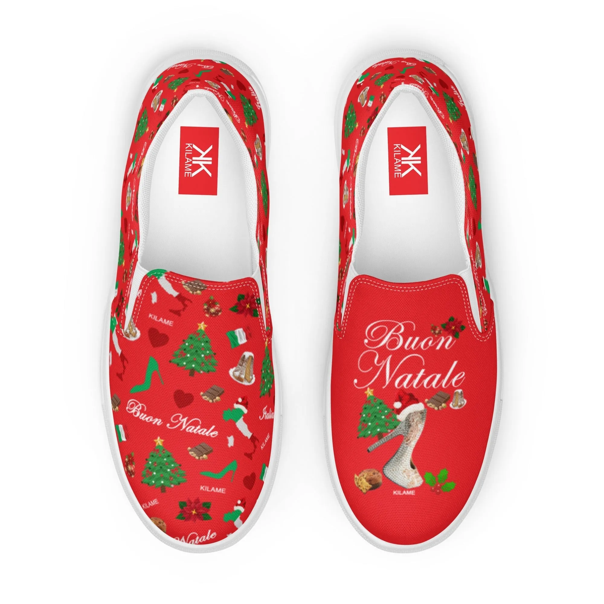Women’s slip-on canvas shoes 'Buon Natale Italiano'
