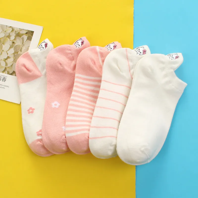 Women's Striped Low-Cut Cotton Socks Korean Version