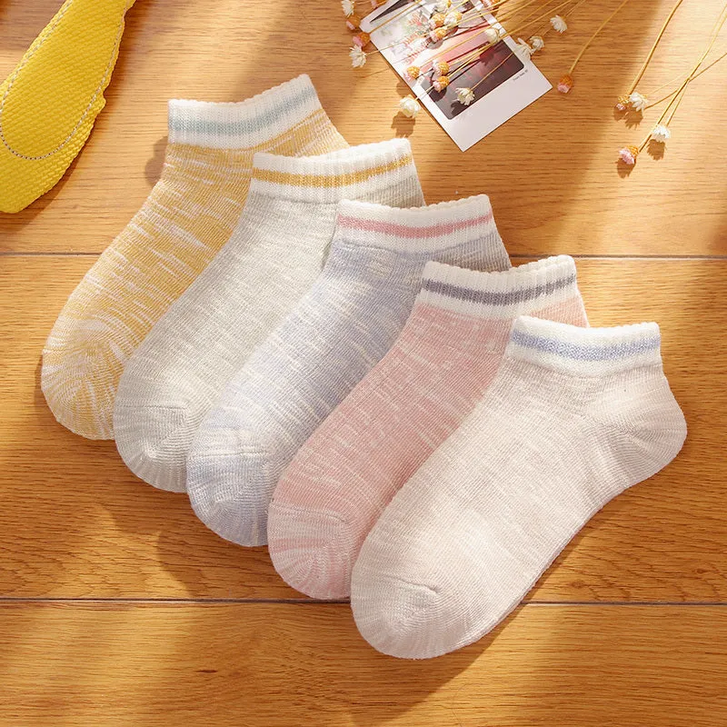 Women's Striped Low-Cut Cotton Socks Korean Version