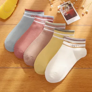 Women's Striped Low-Cut Cotton Socks Korean Version